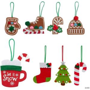 Christmas Tree Felt Holiday Icon Ornaments Assortment Kit – 36 Pieces