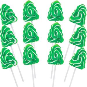 Christmas Tree Swirl Pops – Holiday Party and Decor Accessories – 12 Pieces, 7 oz