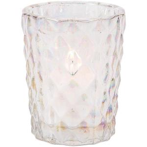 Fun Express – Iridescent Diamond Texture Candle Holder for Wedding – Home Decor – Candle Holders for Table Centerpieces – Halloween, Christmas & Thanksgiving Decorations Indoor – 6 Pieces