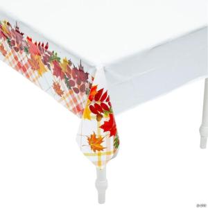 Fun Express 108″ x 54″ Thanksgiving Fall Leaves Disposable Plastic Tablecloth