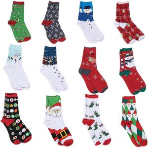 Fun Express 12 Days of Christmas Socks Gift Set – 12 Unique Pairs of Holiday Socks – Perfect Apparel Accessory for Festive Fun