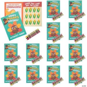 Fun Express 4 3/4″ x 7 1/2″ Thanksgiving Folding Activity Sheets with Crayon Set