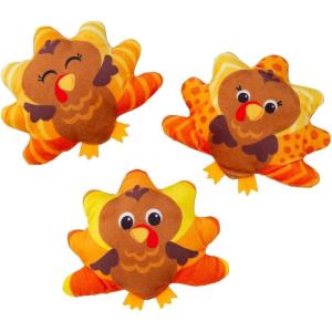Fun Express Bulk 48 Pieces Thanksgiving Flat Stuffed Turkeys