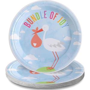Fun Express Bundle of Joy Stork Paper Dessert Plates – Disposable Dinnerware Dessert Plates for Birthday Wedding, Graduation & Thanksgiving Parties Treats and Festivities Party Supplies – 8 Pieces