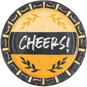 Fun Express Cheers & Beers Paper Dessert Plates – Disposable Tableware Dessert Plates for Birthday Wedding, Graduation & Thanksgiving Parties, Treats and Festivities Party Supplies – 8 Pieces