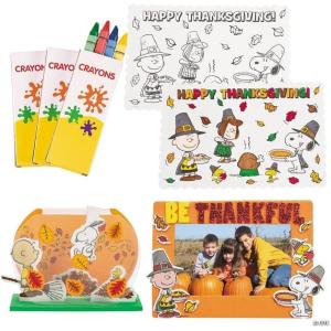 Fun Express Peanuts Thanksgiving Craft Kit Assortment – Makes 36