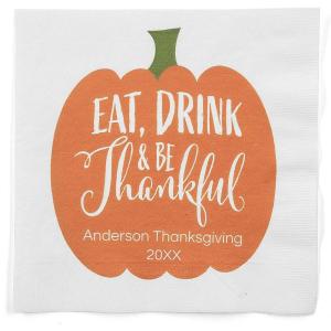 Fun Express Personalized Eat Drink & Be Thankful Thanksgiving Luncheon Napkins, Bulk 50 Ct