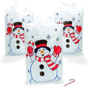 Fun Express Plastic 17″ Snowman Goody Bags | 100 Count | Great for Christmas Parties, Party Favors, Holiday Celebrations, and Special Occasions