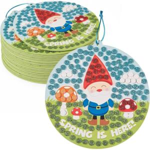 Glitter Mosaic Spring Gnome Sign Craft Kit- Makes 12 – Crafts for Kids and Fun Home Activities