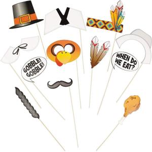 Thanksgiving Photo Stick Props ~ 12 Pcs ~ 3″ – 8 3/4″ x 1 1/2″ – 7 1/2″ ~New