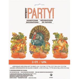 Traditional Thanksgiving Mini Honeycomb Decorations – 3 Piece