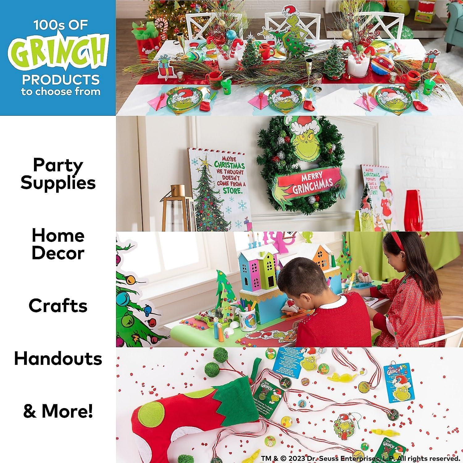 image:imageFun Express Dr Seuss The Grinch Christmas Fleece Tied Pillow Craft Kit Makes 6 NoSew Plush Pillows Holiday Decorations amp Gifts for Kids Classrooms amp Parties 165 Green Fabric Design