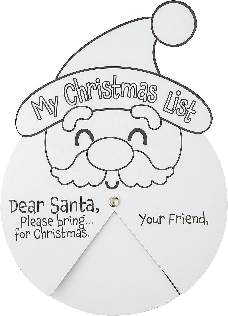 image:imageFun Express Festive Color Your Own Christmas Wish List Wheels 65 x 9 Pack of 12 PeekaBoo Santa Design Perfect for Holiday Coloring Activities and Gift Lists