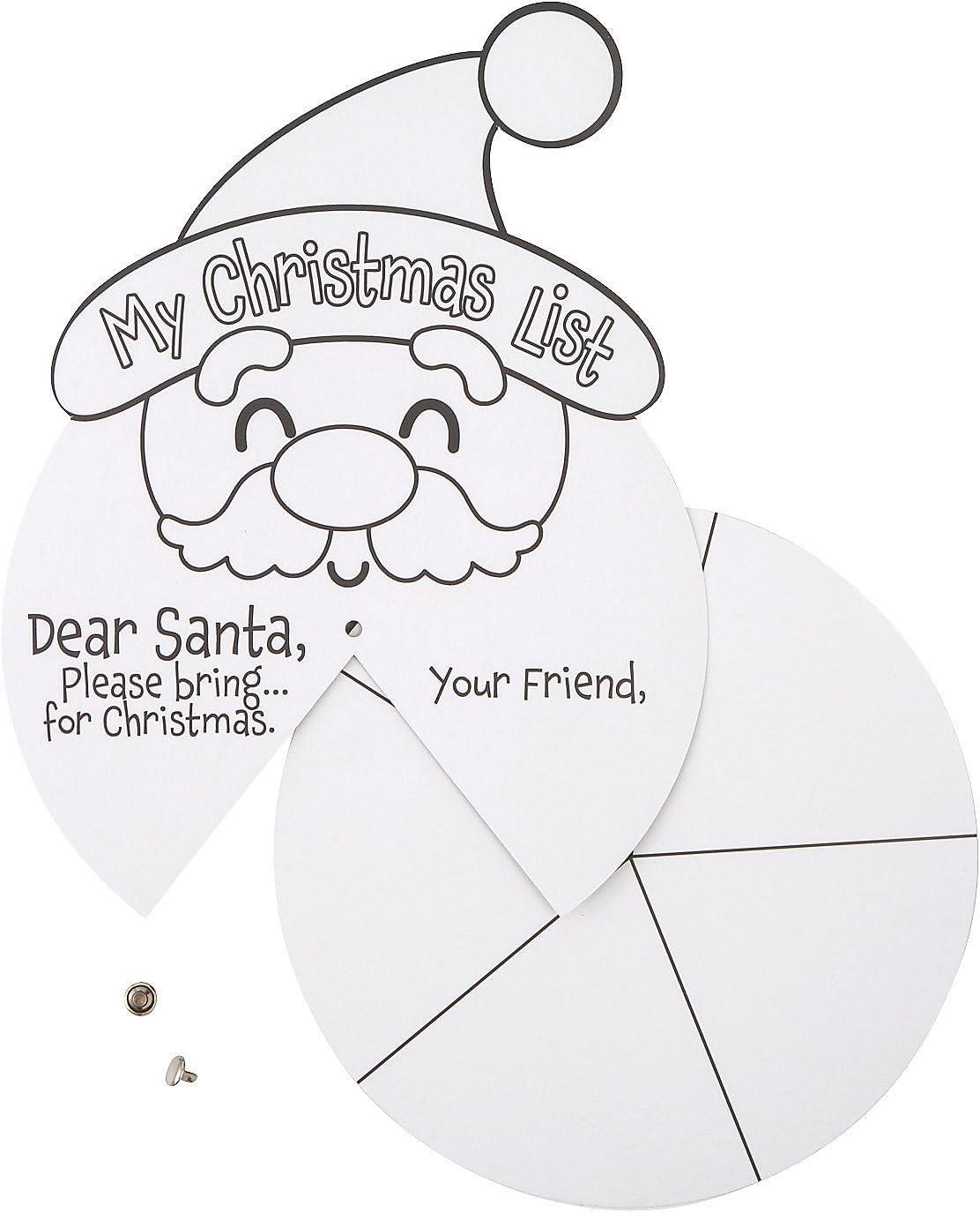 image:imageFun Express Festive Color Your Own Christmas Wish List Wheels 65 x 9 Pack of 12 PeekaBoo Santa Design Perfect for Holiday Coloring Activities and Gift Lists