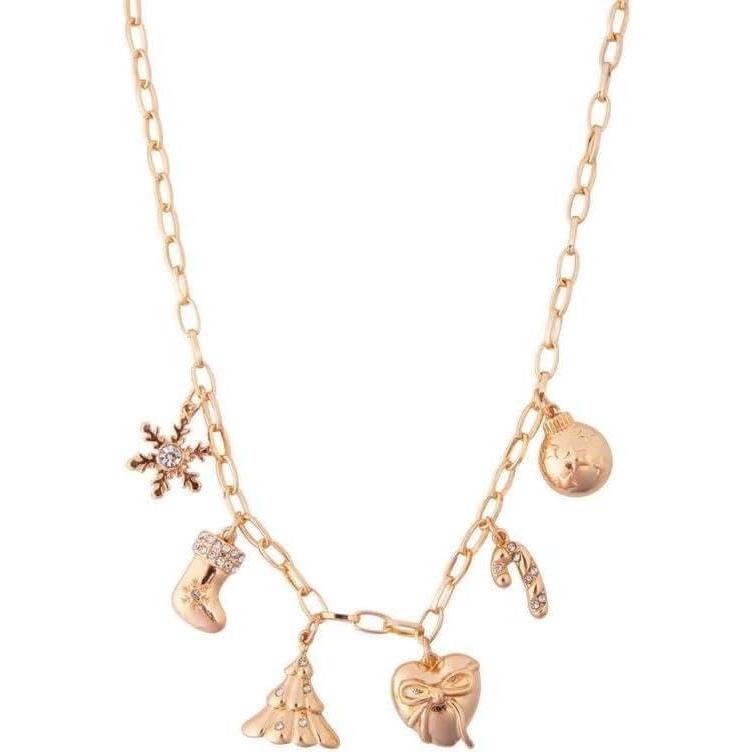 image:image20 circ Gold Holiday Icons Christmas Metal Charm Necklace