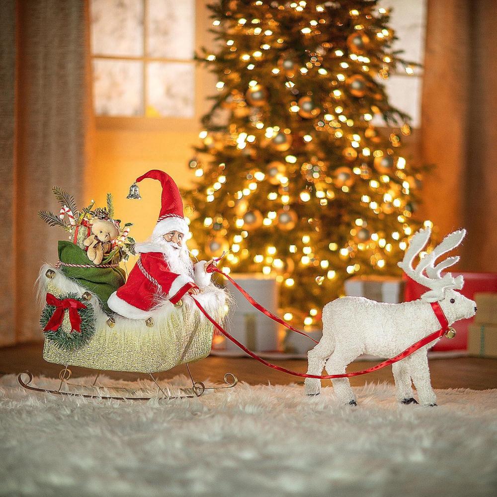 image:imageAnimated Santa Sleigh amp Reindeer Plastic Decoration 38 x 10 x 16 1 Set Festive LightUp Holiday Display for Christmas Parties amp Winter Celebrations