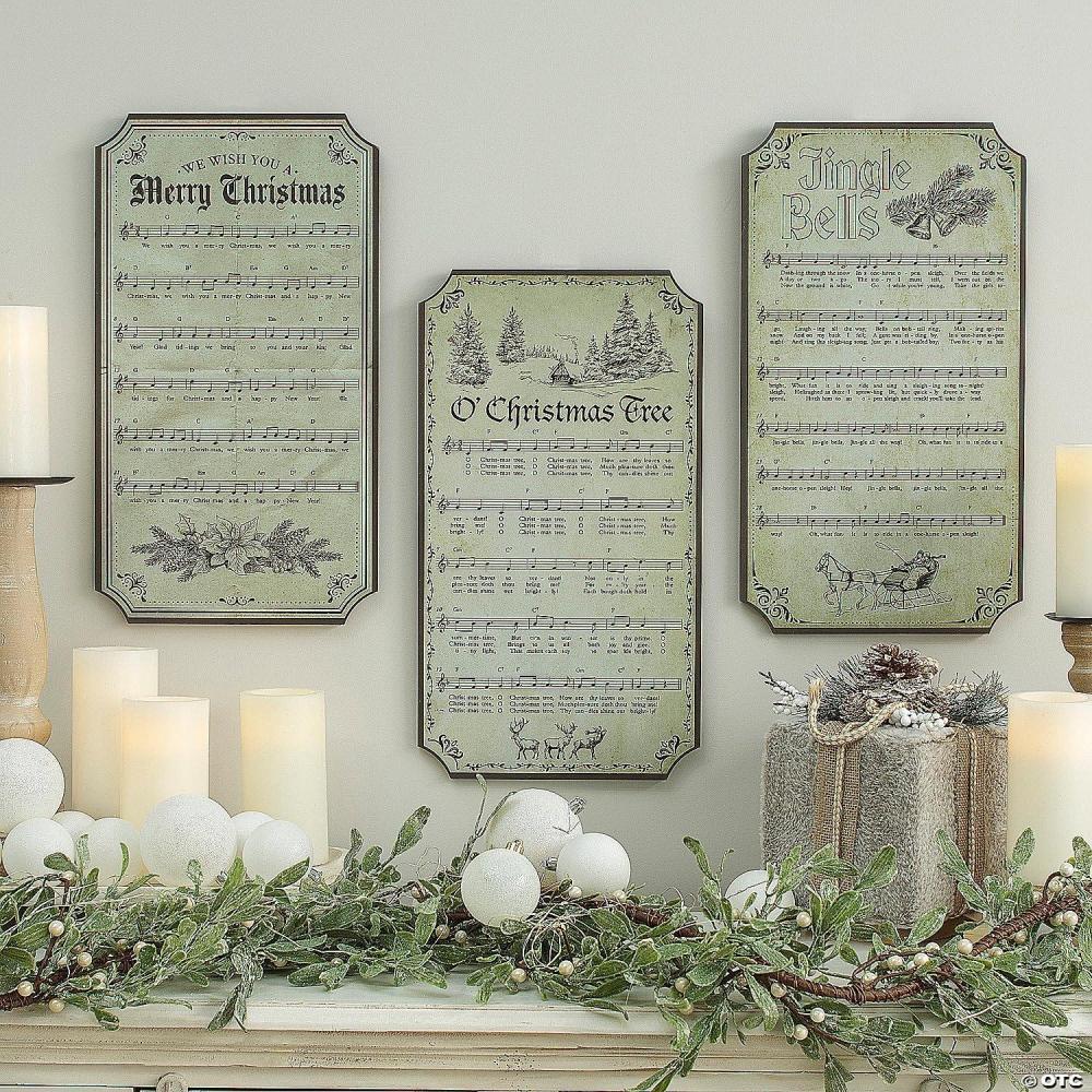 image:imageClassic Christmas Sheet Music Sign Decorations 10 x 18 Set of 3 Assorted Designs Perfect for Church Celebrations Christmas Parties Holiday Events and More