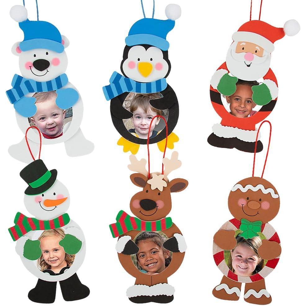 image:imageFestive Cool2Create Christmas Characters Picture Frame Ornament Craft Kit  6 Packs of 6 Sets  Assorted Design  Perfect for Holiday Crafts Classroom Activities and Seasonal Decorations