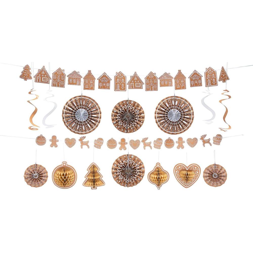 image:imageFestive Elevated Gingerbread Party Hanging Decorations Kit Set of 16 Perfect for Holiday Parties Christmas Decor amp Winter Celebrations