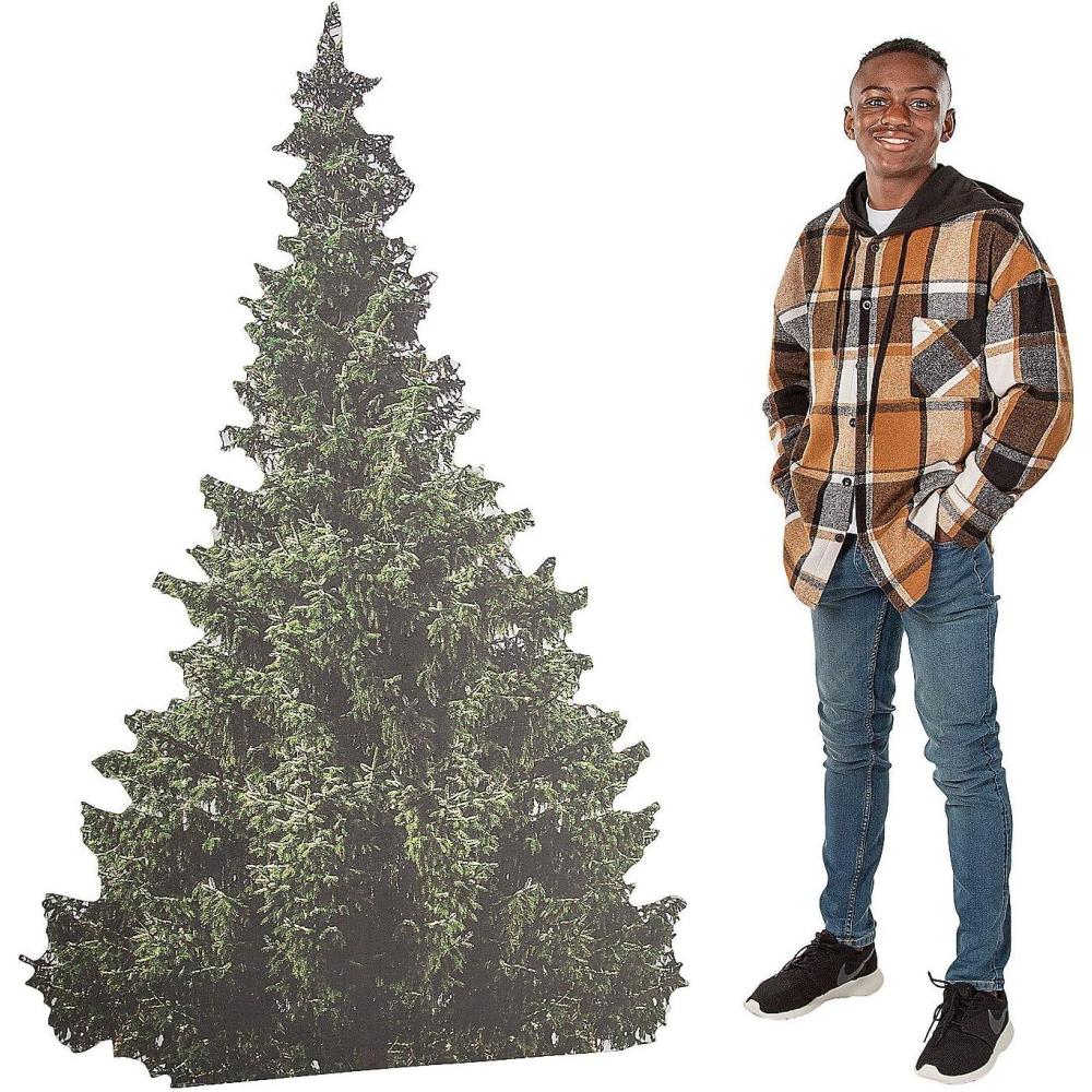 image:imageFun Express 48 Realistic Evergreen Tree Cardboard Cutout StandUp Decoration Perfect for Holiday Parties Christmas Events or Winter Themed Dcor Sturdy Easy to Assemble Green Color 1 Piece