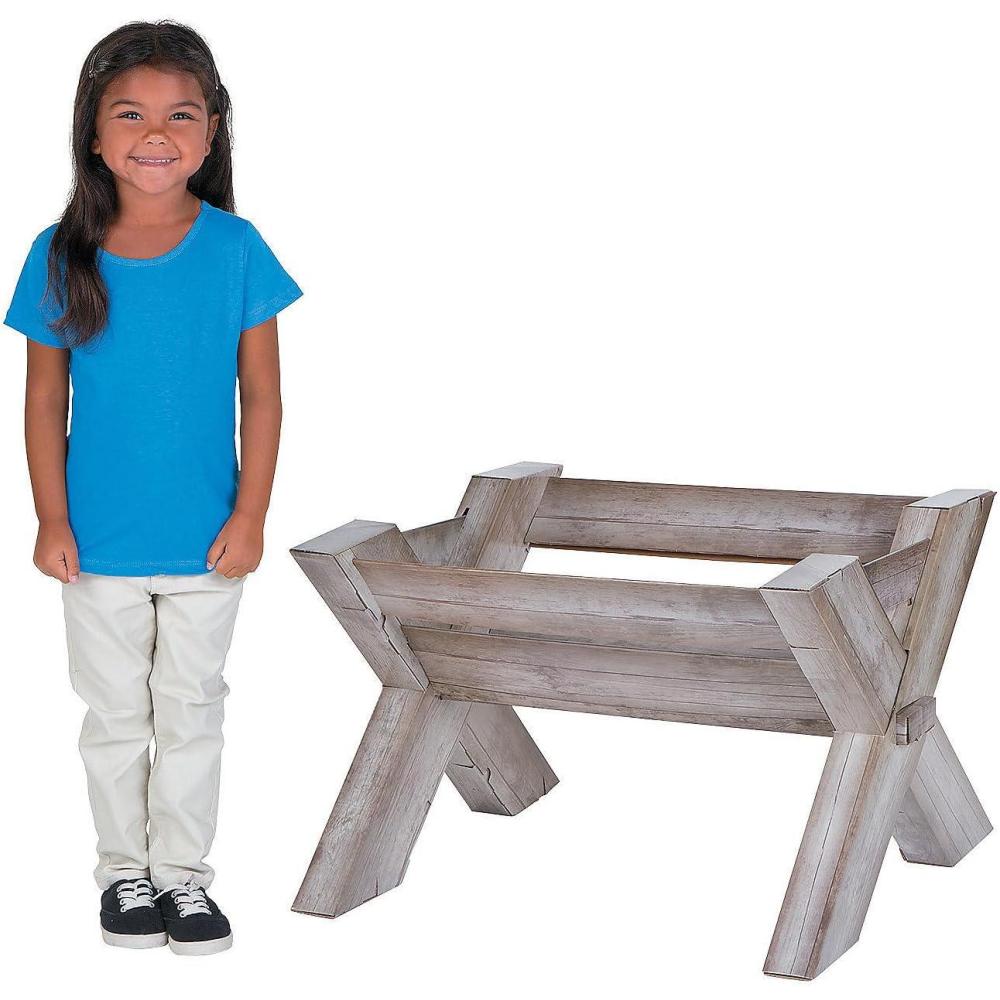 image:imageFun Express Cardboard Manger Stand Up for Nativity Scene Large Christmas Stable Backdrop for Church Pageant Props amp Indoor Holiday Decorations 2525 x 27 x 2025 Religious Display