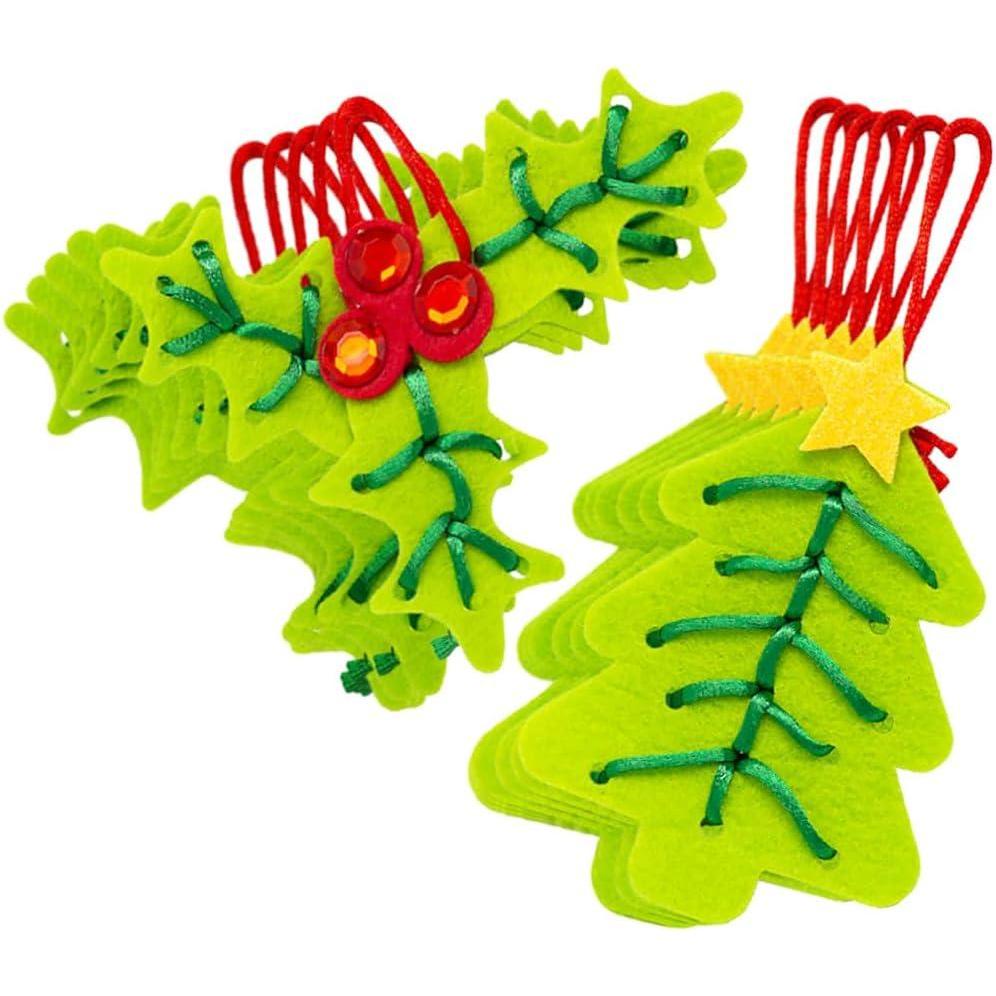 image:imageGreen Assorted Designs Lacing Felt Christmas Ornament Craft Kit 12 Pack Ideal for DIY Holiday Decorations and Fun Arts amp Crafts Activities