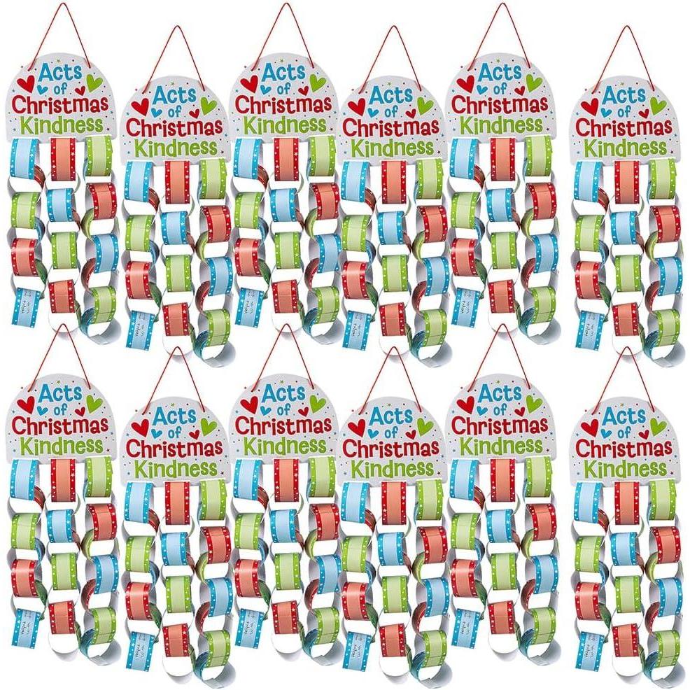 image:imageHeartwarming Multicolor Christmas Kindness Chain Mobile Craft Kit 7 12 Sets Great Holiday Decor amp School Art Project