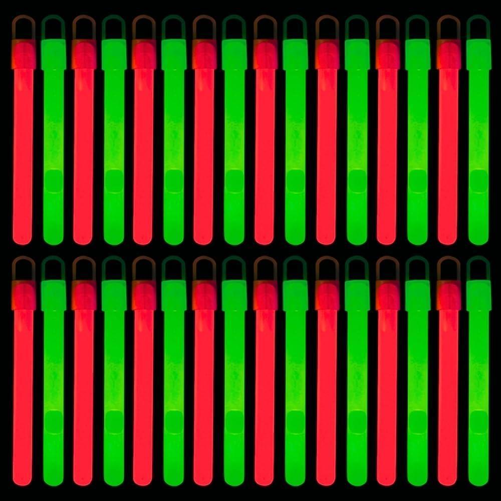 image:imageRed and Green Christmas Glow Sticks 4 50 Pieces Glow in the Dark Fun for All Ages Perfect for Holiday Parties Festive Decorations and Christmas Celebrations