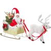 Animated Santa Sleigh & Reindeer Plastic Decoration – 38″ x 10″ x 16″ (1 Set) – Festive Light-Up Holiday Display for Christmas, Parties & Winter Celebrations
