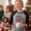 Bella+Canvas Festive Plaid Merry Christmas Adult Raglan 3/4 Sleeves T-Shirt – Extra-Small – Unisex Seasonal Graphic Tee – Perfect for Holiday Parties, Family Photos & Church Events