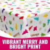 Fun Express Merry & Bright Christmas Party Disposable Plastic Tablecloth Roll (40″ x 102 ft.) 1 Pc. – Ideal for Holiday Celebrations and Gatherings