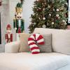 Red & White Striped Candy Cane Chenille Pillow – (1 Pc.) – Festive Holiday Decoration – Perfect Holiday Decor for Christmas & Seasonal Celebrations