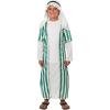 Fun Express Boys Shepherd Costume for Christmas Nativity Play – Kids Biblical Costume with Robe & Headpiece | Green White Striped Tunic for Pageant, Church & Holiday Programs | Child Medium 40.25″