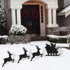 Santa & Reindeer Silhouette Yard Sign Set – Party Decor – 4 Pieces