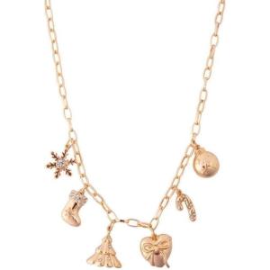20″ circ. Gold Holiday Icons Christmas Metal Charm Necklace