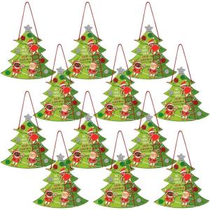 Adorable Multicolor Christmas Tree with Elves Craft Kit – 6.5″ x 6.25″ (12 Sets) – Perfect for Holiday Decor and Hands-On Activities