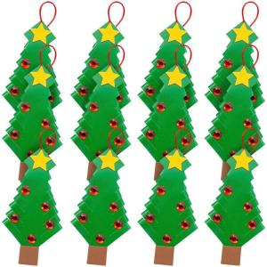 Festive Christmas Tree Ornament Paper Folding Craft Kit – 3.25″ x 6″ (12 Sets) – Ideal for Christmas Crafts, Holiday Decorations, and School Activities