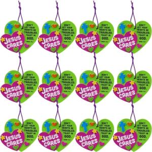 Fun Express Cares Heart-Shaped Christmas Ornament Craft Kit – Fun Holiday DIY Craft for Kids and Family – Perfect for Creating Personalized Christmas Ornaments – Ideal for Holiday Decor – 12 Pieces
