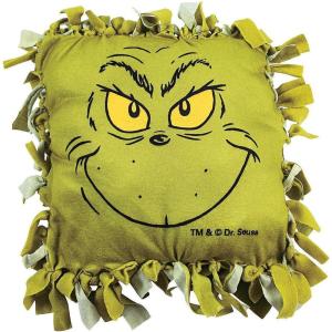 Fun Express Dr. Seuss The Grinch Christmas Fleece Tied Pillow Craft Kit – Makes 6 No-Sew Plush Pillows | Holiday Decorations & Gifts for Kids, Classrooms & Parties | 16.5″ Green Fabric Design