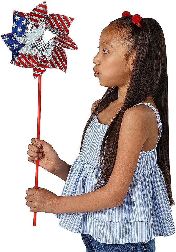 image:imageFun Express Jumbo Patriotic Stars amp Stripes Prismatic Pinwheels Pack of 12 EyeCatching Design Perfect for the 4th of July Patriotic Events Parades amp More