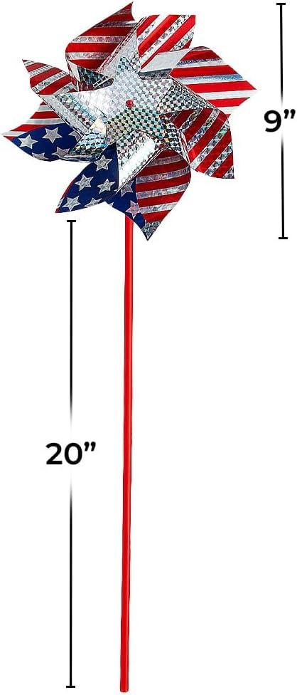image:imageFun Express Jumbo Patriotic Stars amp Stripes Prismatic Pinwheels Pack of 12 EyeCatching Design Perfect for the 4th of July Patriotic Events Parades amp More