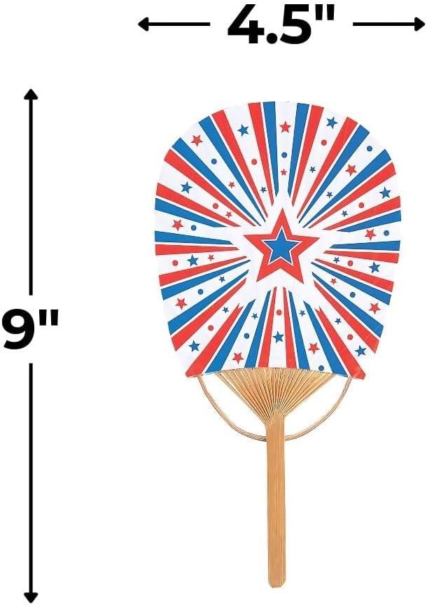 image:imageFun Express Patriotic Mini Bamboo Fans Red White amp Blue American Flag Design Ideal for 4th of July Memorial Day Parades Summer Parties amp Favors Lightweight Handheld Festive Dcor 6 Pieces