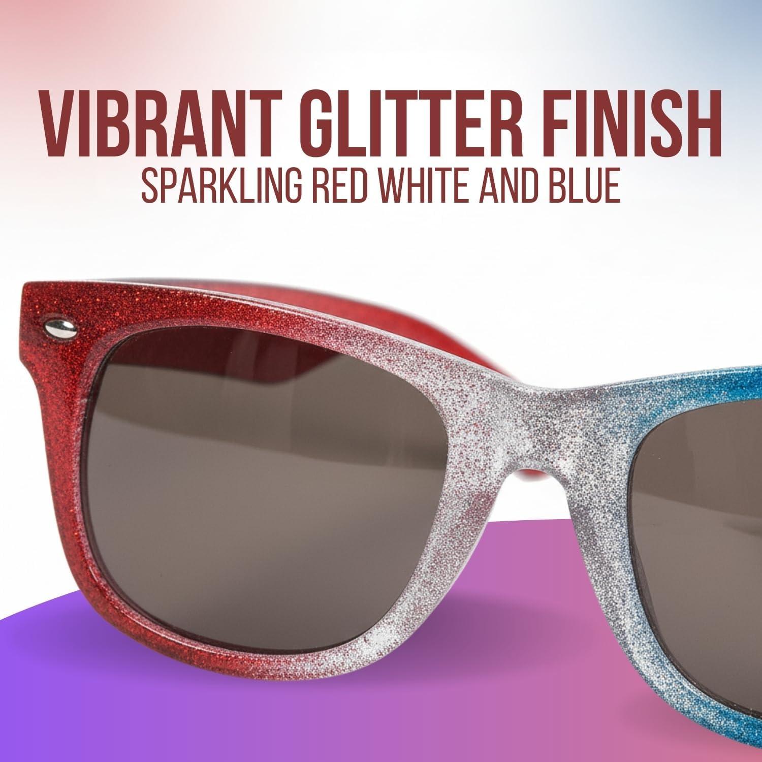 image:imageFun Express Patriotic Nomad Sunglasses Glitter Design Plastic Multicolor Pack of 12