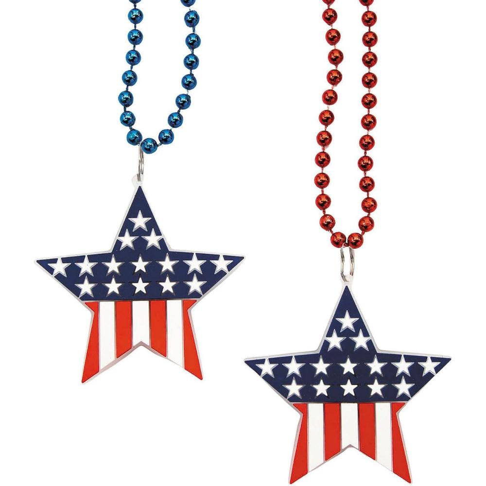 image:image33 Patriotic USA Flag LightUp Star Charm Necklaces 12 Pc
