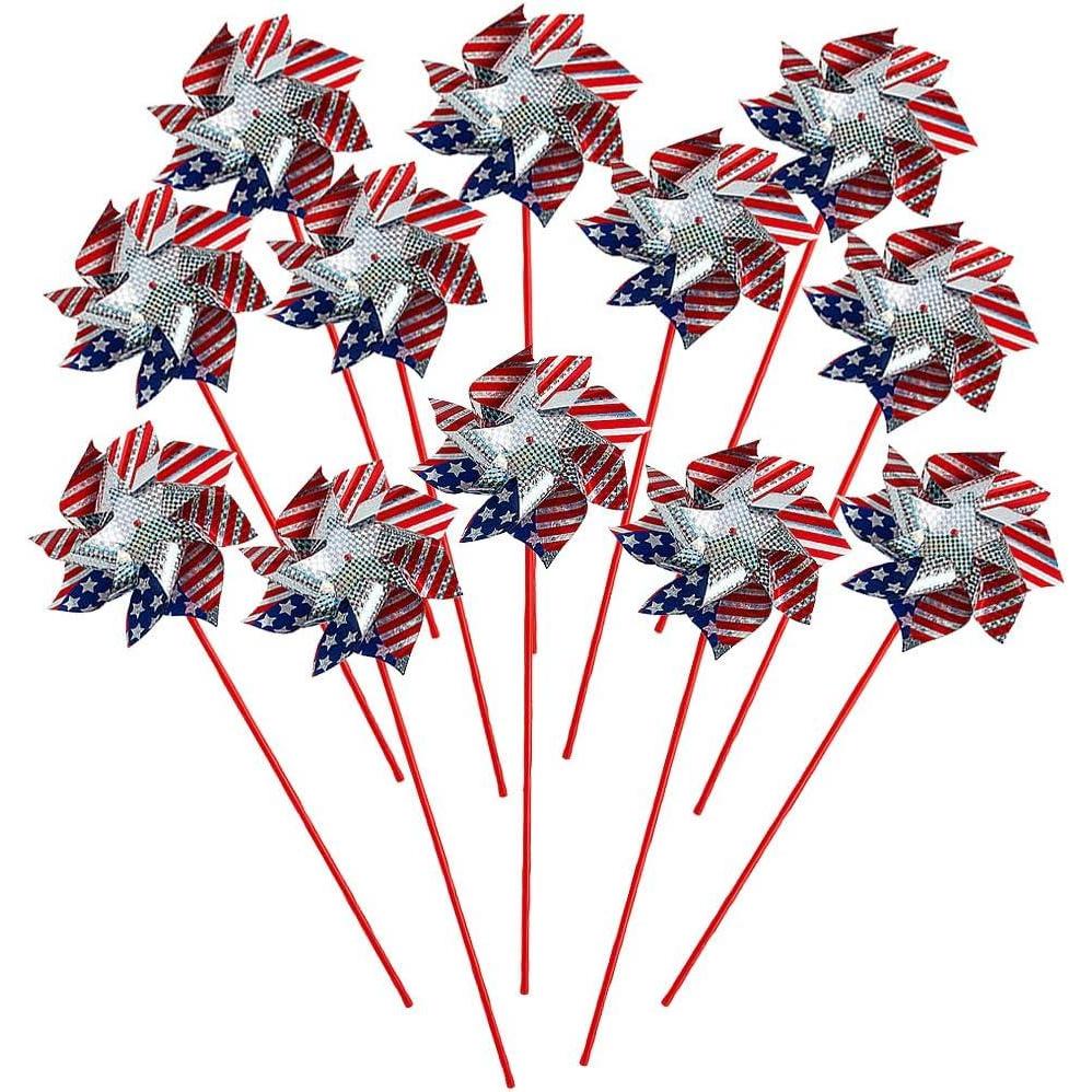 image:imageFun Express Jumbo Patriotic Stars amp Stripes Prismatic Pinwheels Pack of 12 EyeCatching Design Perfect for the 4th of July Patriotic Events Parades amp More