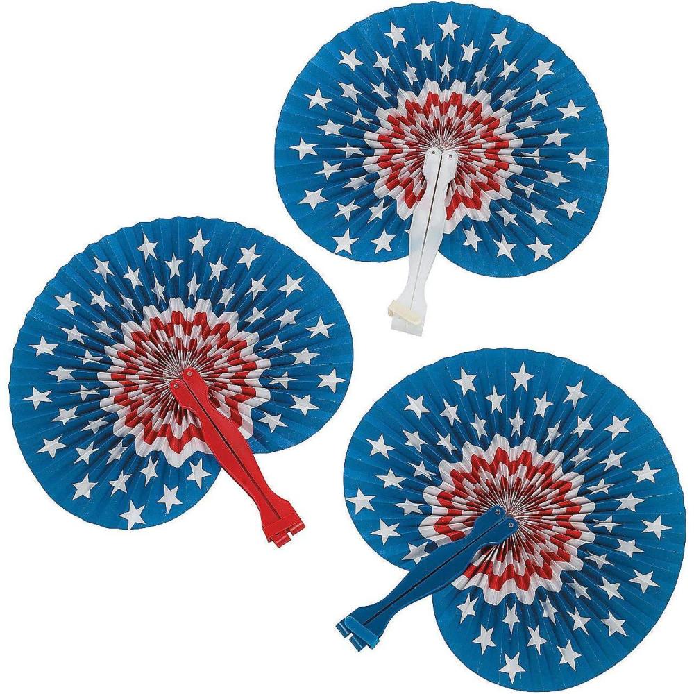 image:imageFun Express Mini Patriotic Folding Fans for Fourth of July Party Supplies Fourth of July 12 Pieces