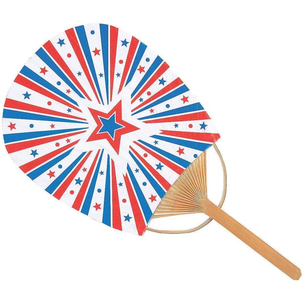 image:imageFun Express Patriotic Mini Bamboo Fans  Red White amp Blue American Flag Design  Ideal for 4th of July Memorial Day Parades Summer Parties amp Favors  Lightweight Handheld Festive Dcor  6 Pieces