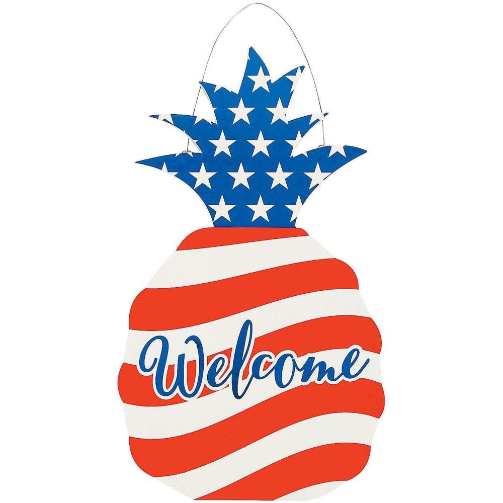 image:imageFun Express Patriotic Pineapple Door Sign  Vibrant Fourth of July amp Summer Home Decor Stars Stripes Wall Hanging  Ideal Memorial Day amp Festive Celebrations  Colorful Decorative Accessory  1 PieceMulticolor