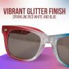 Fun Express Patriotic Nomad Sunglasses | Glitter Design | Plastic – Multicolor | Pack of 12