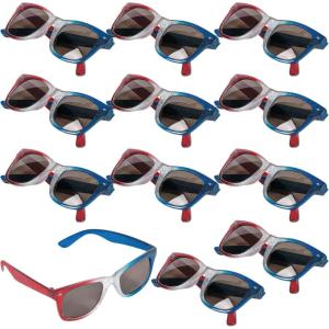 Fun Express Patriotic Nomad Sunglasses | Glitter Design | Plastic – Multicolor | Pack of 12